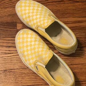 Kids yellow and white checkered vans